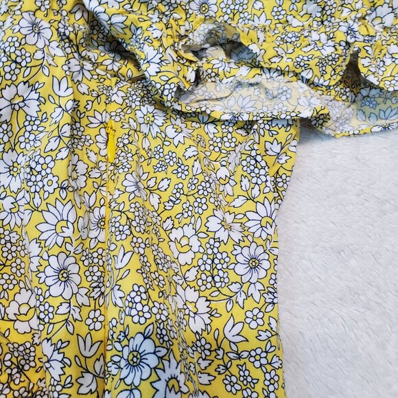 J. Crew Yellow White Black Floral Tiered Cottagecore Romantic Dress Women XXL - Picture 3 of 11